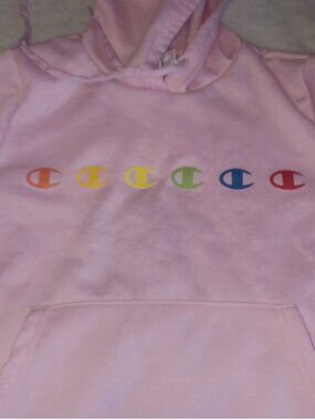 Champion Hoodie Womens Small Authentic Athletic Wear Pink with Logo
